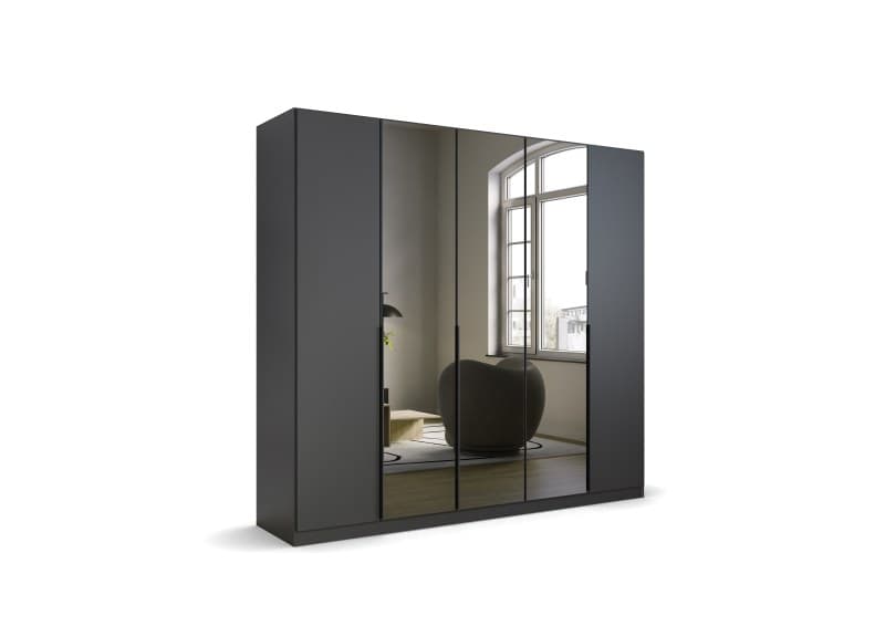 Drehtürenschrank- B ca. 226 cm, Dunkelgrau, Spiegel