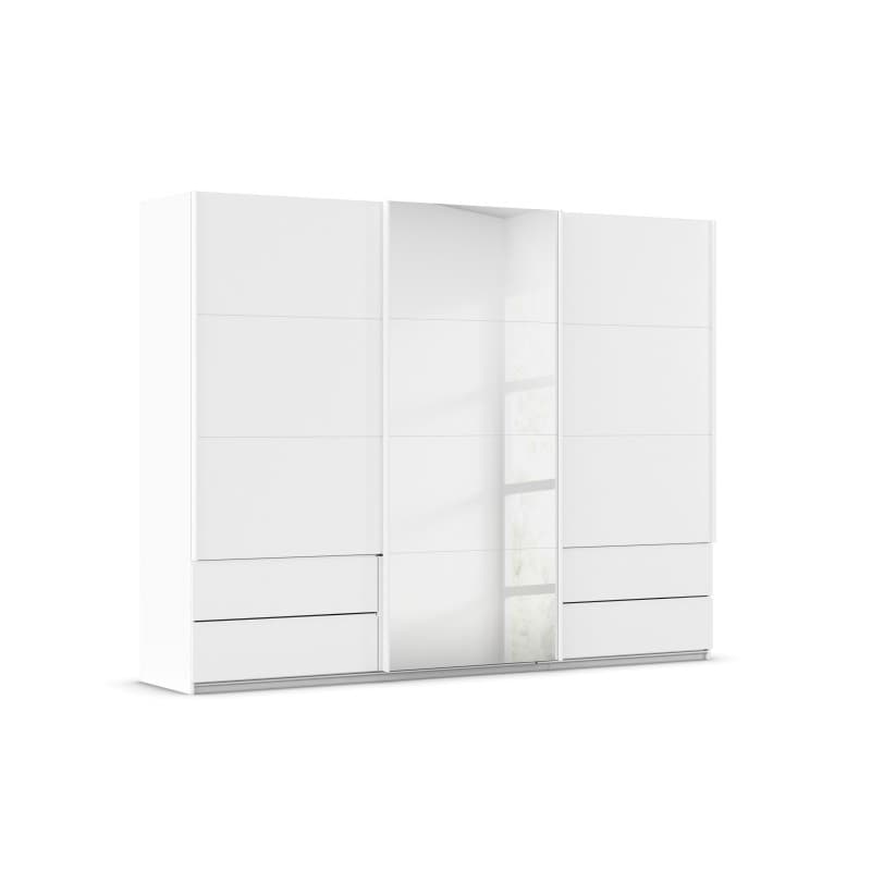 Schwebetürenschrank- B ca. 271, Weiß, Spiegel