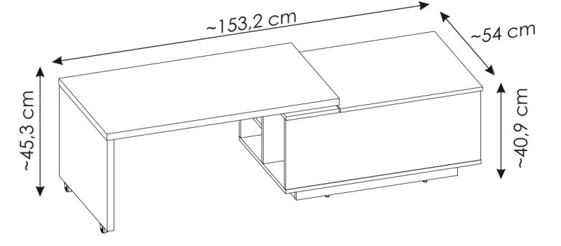 Couchtisch - LB ca. 95x54 cm, Alpinweiß, Coast Evoke Eiche Nachbildung