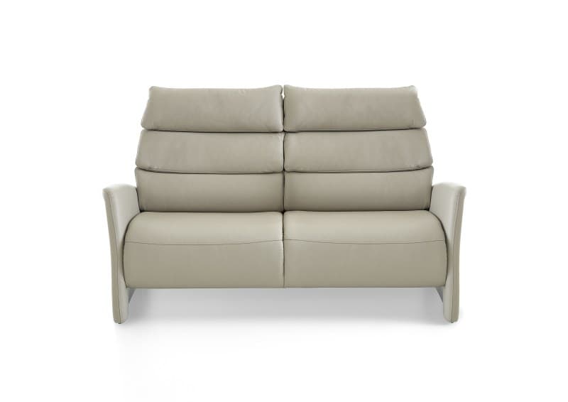 Sofa - 2,5-Sitzer groß, Kopfteil verstellbar, Leder, Perlmutt