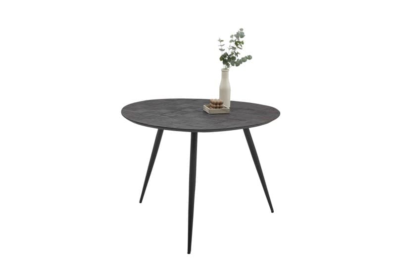 Esstisch - LB ca. 111x108 cm, Anthrazit Mosaik gemustert, Schwarz