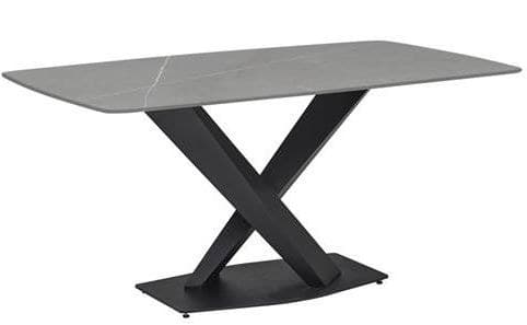 Esstisch - LB ca. 180x90 cm, Grau gemustert, Schwarz