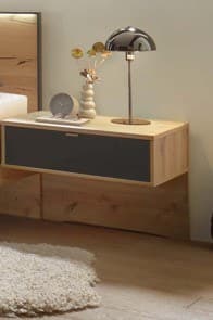Nachtschrank-Paar - schwebend, Glas Graphit