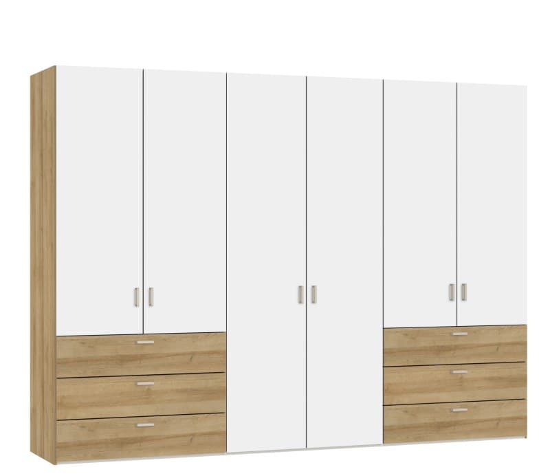 Drehtürenschrank JOIN IT- B ca. 303 cm, Eiche Dekor, Weiß