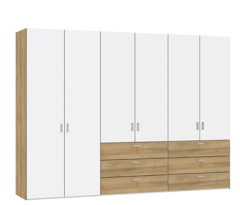 Drehtürenschrank JOIN IT- B ca. 303 cm, Eiche Dekor, Weiß