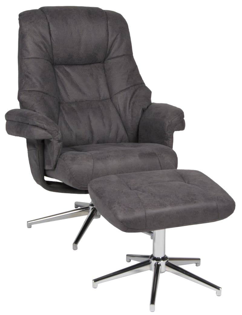 Relaxsessel mit Hocker - drehbar, Relaxfunktion, Microfaser, Anthrazit