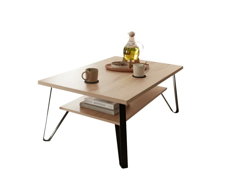 Couchtisch EM Aveiro - mit Ablageboden, LBH ca. 105x70x45 cm, Balkenbuche Nachbildung