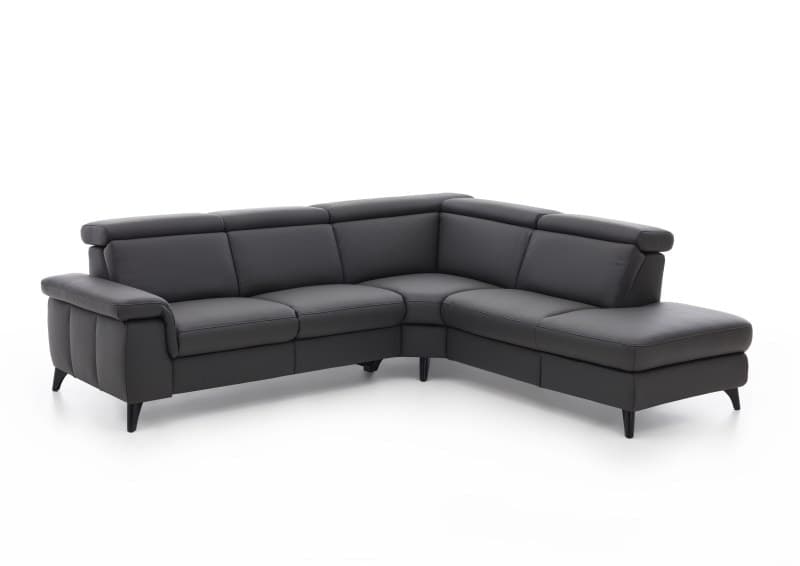 Ecksofa EM Salo - 2,5-Sitzer mit Ecke rechts, Leder, anthrazit