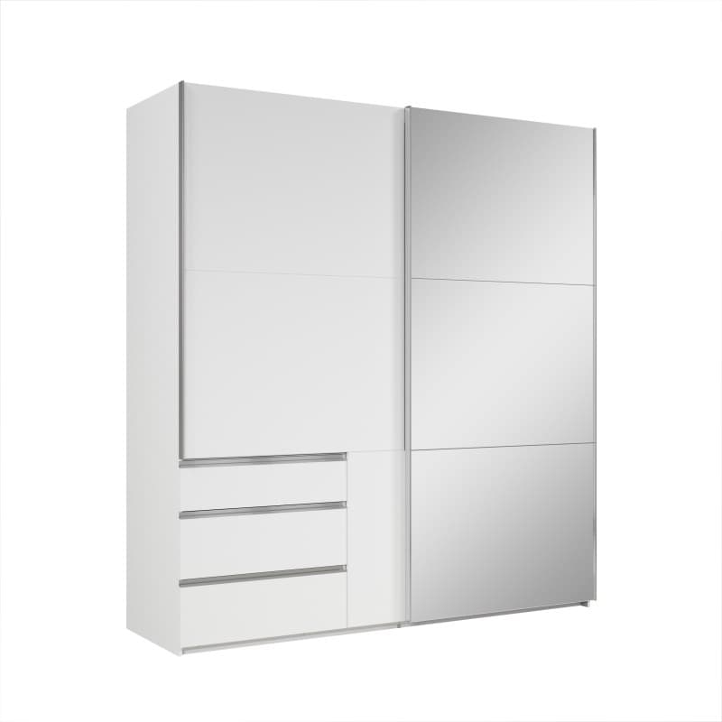 Schwebetürenschrank- B ca. 200 cm, Weiß, Spiegel