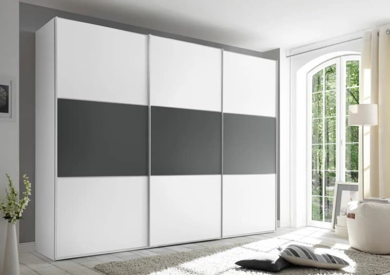 Schwebetürenschrank - B. ca. 280 cm, mit Mittelband, Weiß