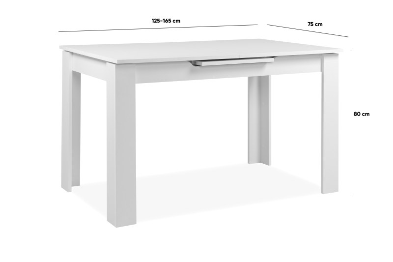 Esstisch - ausziehbar, LB ca. 125x80 cm, Weiß