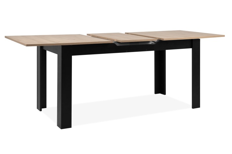 Esstisch - ausziehbar, LB ca. 160x80 cm, Artisan Eiche Nachbildung, Schwarz