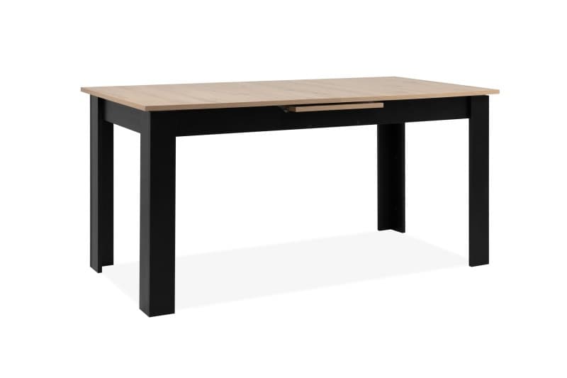 Esstisch - ausziehbar, LB ca. 160x80 cm, Artisan Eiche Nachbildung, Schwarz