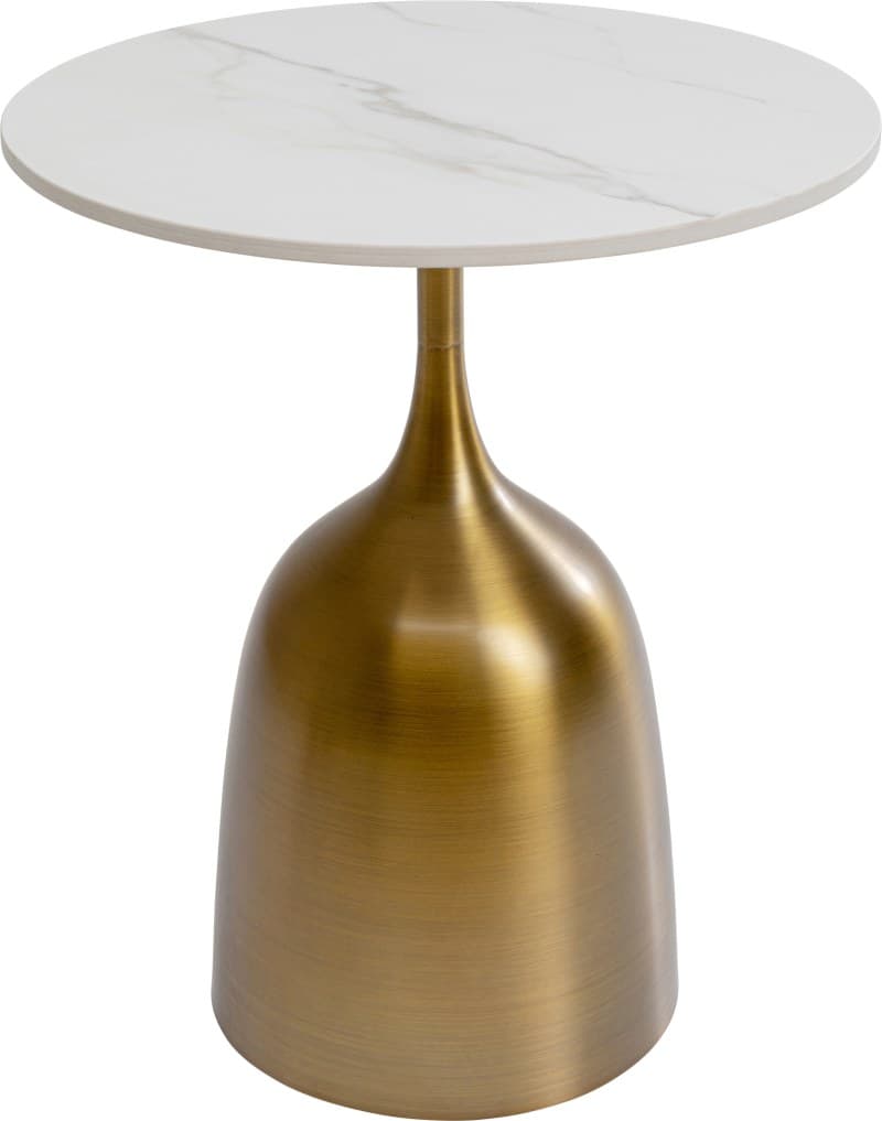 Beistelltisch- D ca. 45 cm, Edelstahl, lackiert, Gold, Keramik, lackiert, Weiß