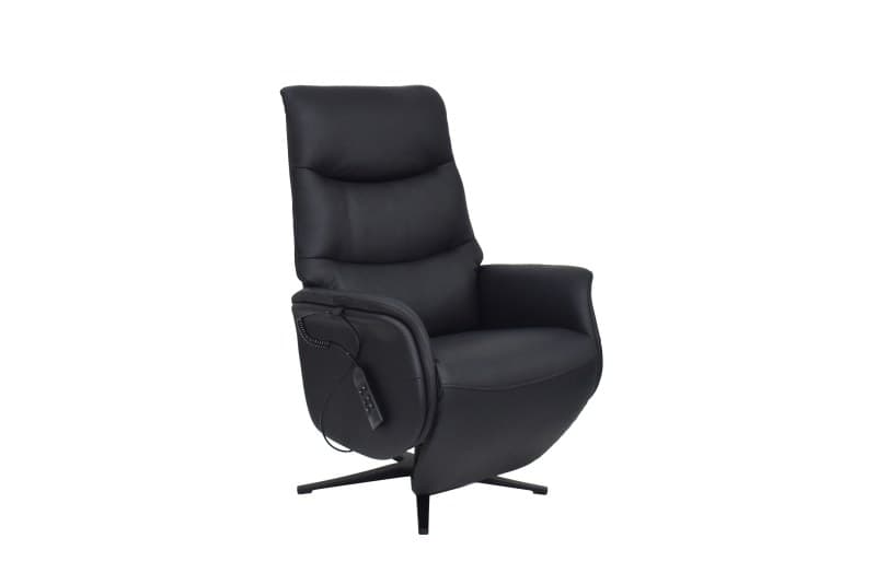 TV-Sessel MAREK - drehbar, Relaxfunktion, Kopfteilverstellung, Leder, Schwarz
