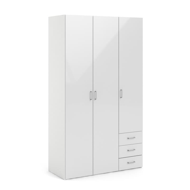 Drehtürenschrank- B ca. 116 cm, Weiß, Hochglanz