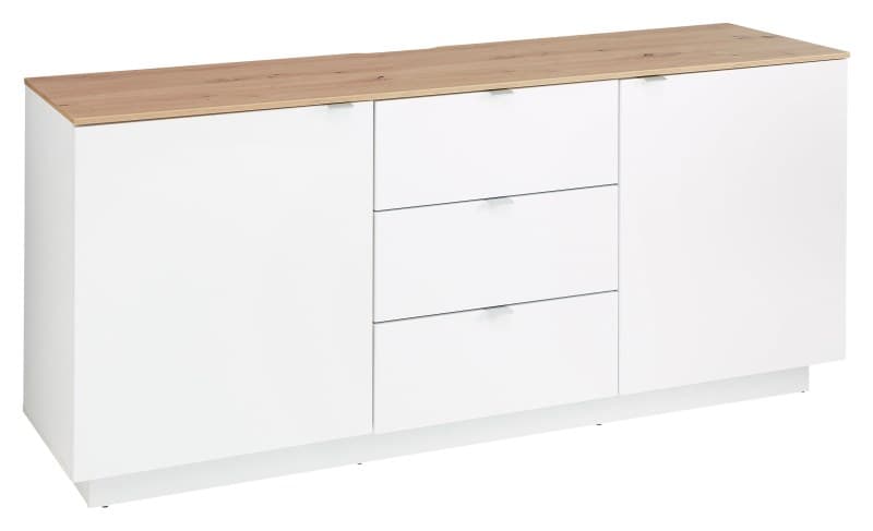TV-Sideboard - Weiß, Eiche Dekor
