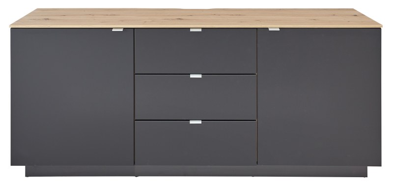 TV-Sideboard - Schwarz, Eiche Dekor