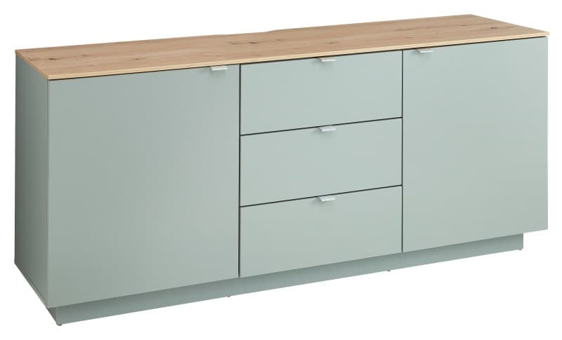 TV-Sideboard - Schilfgrün, Eiche Dekor