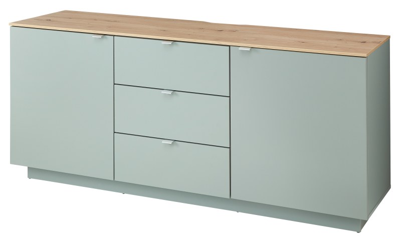 TV-Sideboard - Schilfgrün, Eiche Dekor