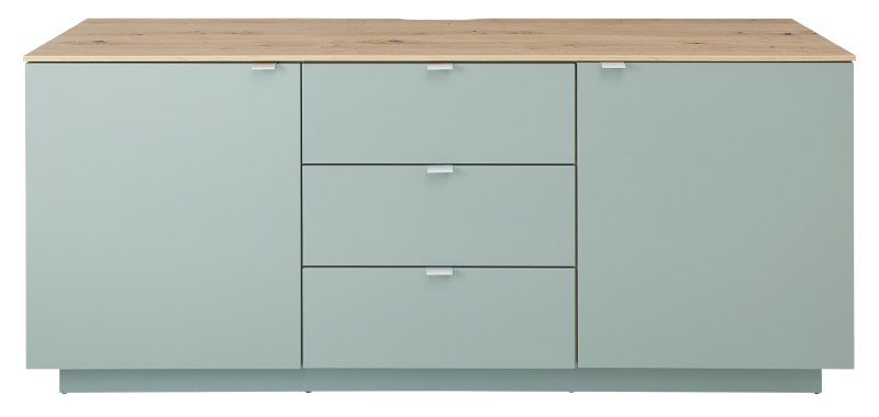 TV-Sideboard - Schilfgrün, Eiche Dekor