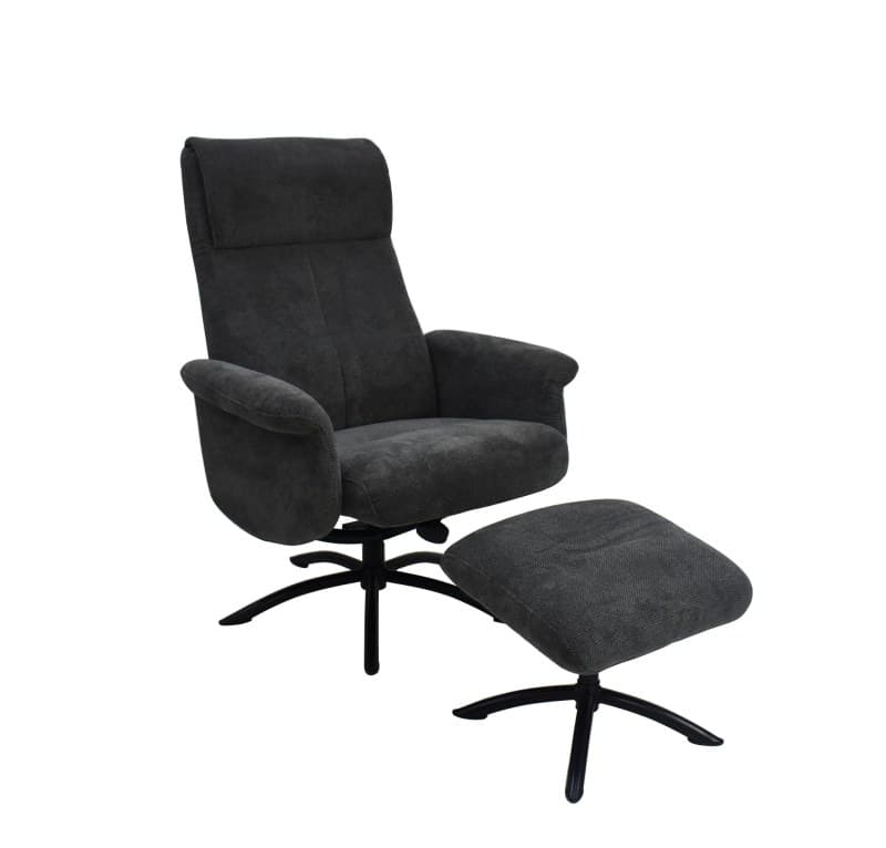 TV-Sessel MORTON mit Hocker - drehbar, Relaxfunktion, Stoff, Grau