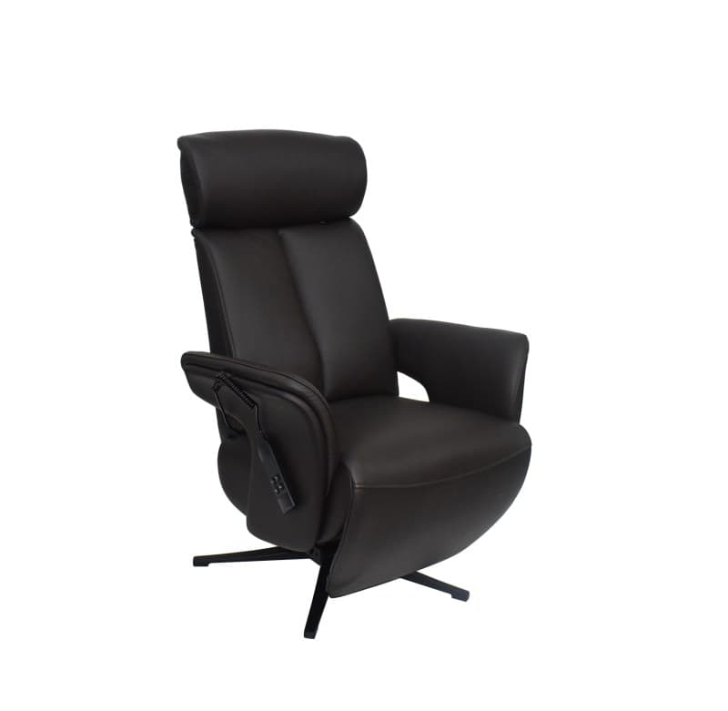 TV-Sessel MATHIS - drehbar, Aufstehhilfe, Relaxfunktion, Kopfteilverstellung, Leder, Chocolate