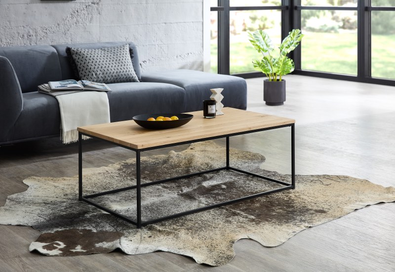 Couchtisch - LB ca. 110x60 cm, Eiche massiv, Schwarz