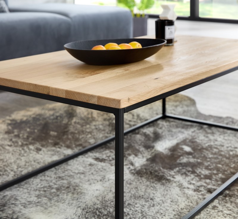 Couchtisch - LB ca. 110x60 cm, Eiche massiv, Schwarz
