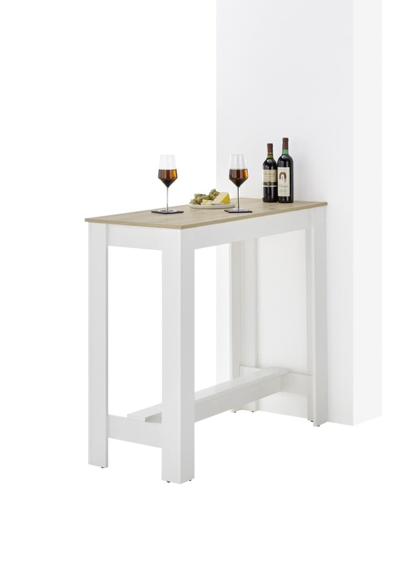 Bartisch - LB ca. 115x50 cm, Artisan Eiche Nachbildung, Weiß