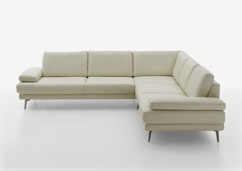 Ecksofa - 3-Sitzer mit Ecke rechts, Leder, Creme
