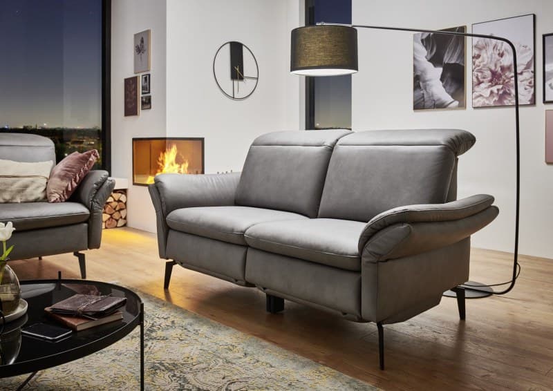 Sofa - 2-Sitzer, Leder, Anthrazit
