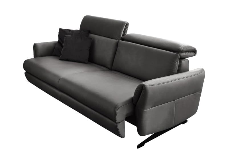 Sofa - 2,5-Sitzer, Kopfteil verstellbar, Sitzvorzug motorisch, Leder, Anthrazit