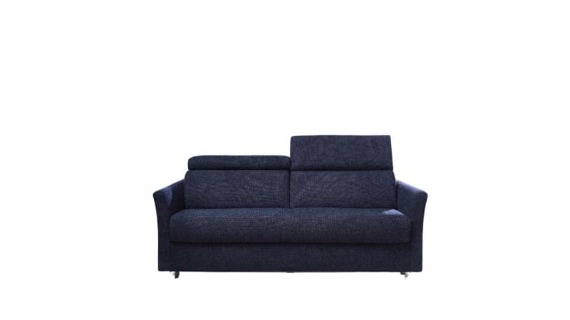 Schlafsofa - 2,5-Sitzer mit Schlaffunktion, Kopfteilverstellung, Stoff, Indigoblau