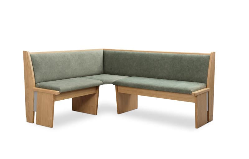 Eckbank - mit Truhe, BT  ca. 185 x 145 cm, Wildeiche furniert, Stoff grün