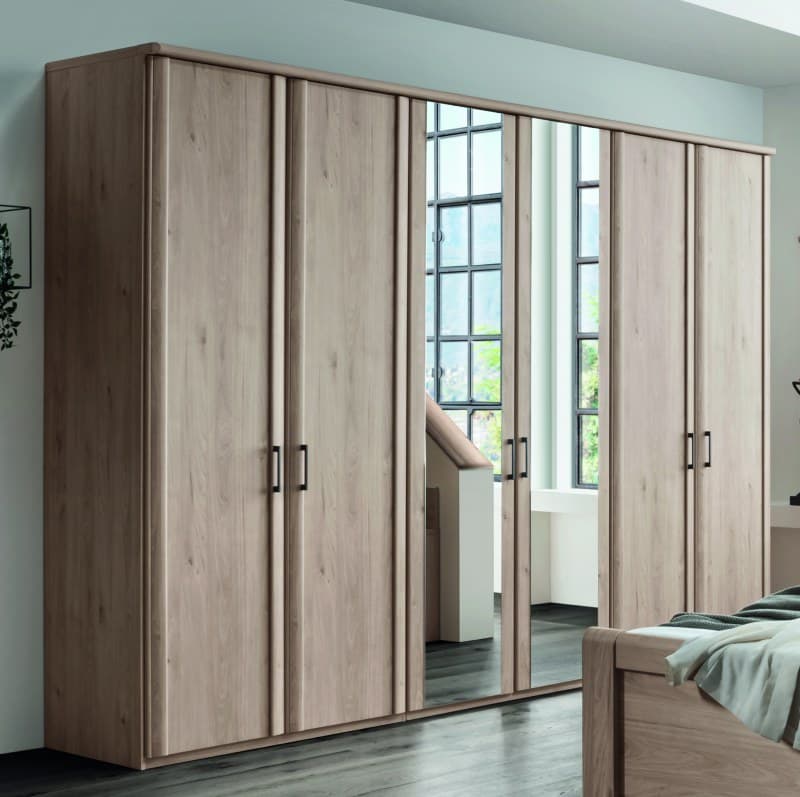 Drehtürenschrank - inkl. Spiegeltüren, Steineiche-Nachbildung