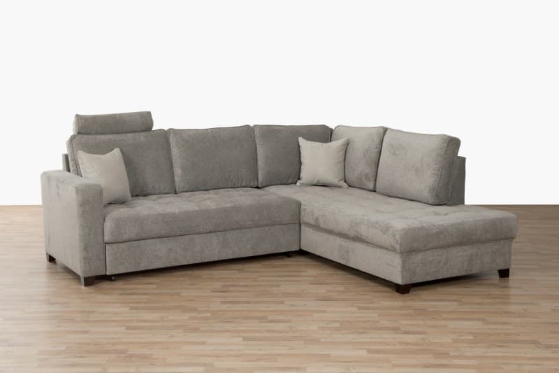 Ecksofa - 2-Sitzer, Ecke rechts inkl. Kopfstütze, Stoff, Cappuccino