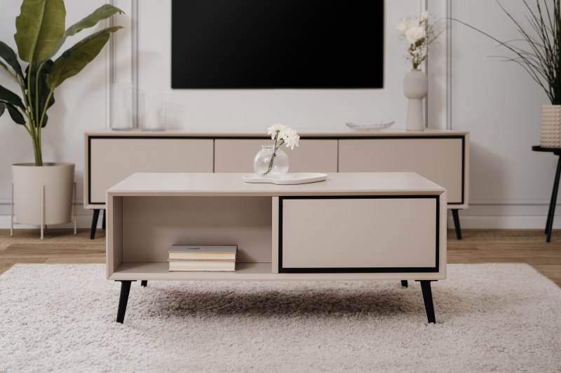 Couchtisch - LB ca. 94x55 cm, Sand, Schwarz