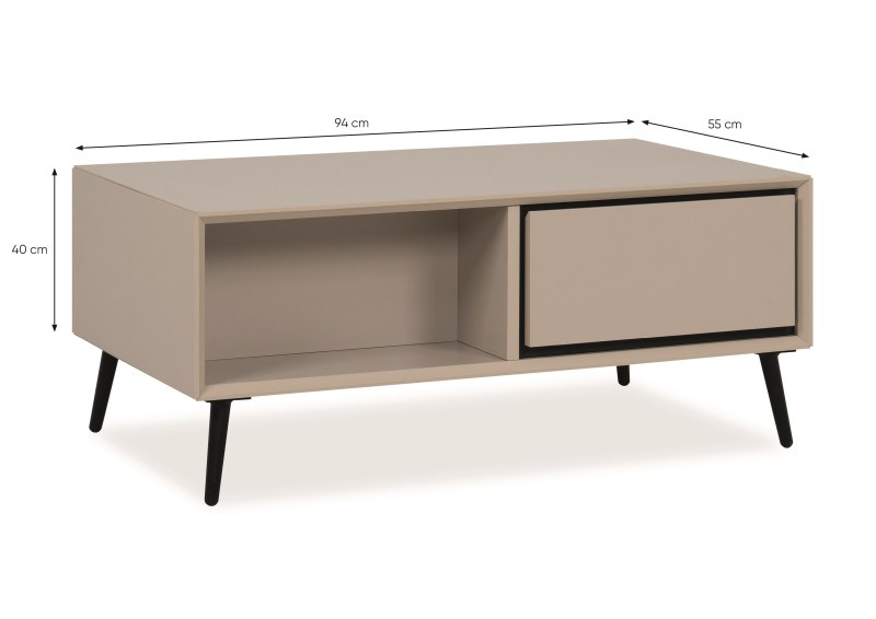 Couchtisch - LB ca. 94x55 cm, Sand, Schwarz