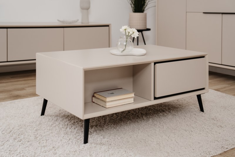 Couchtisch - LB ca. 94x55 cm, Sand, Schwarz