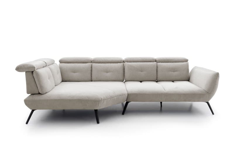 Ecksofa - Ecke links mit 2-Sitzer, Rückenlehne verstellbar, Stoff, Silbergrau