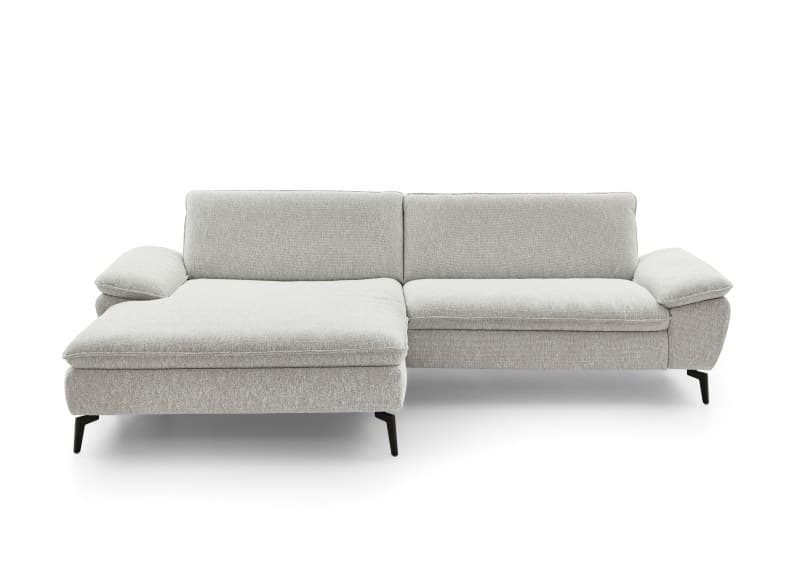 Ecksofa - Longchair links und 1,5-Sitzer, Stoff, Ecru