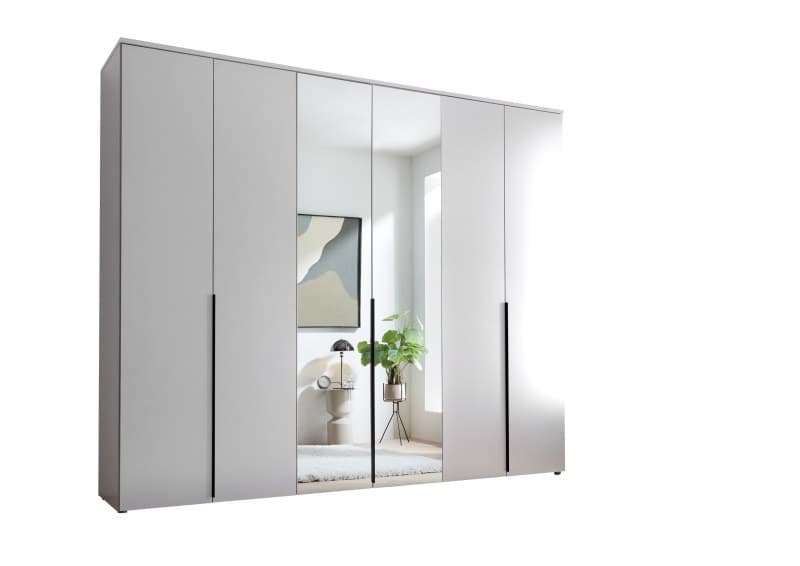 Drehtürenschrank- B ca. 270 cm, Weiß, Spiegel