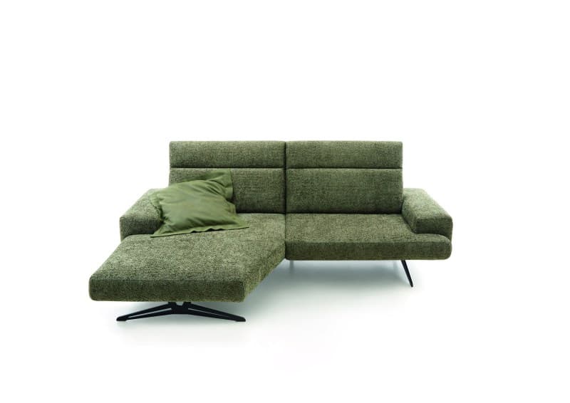 Ecksofa - Longchair links mit 1-Sitzer groß, Relaxfunktion, Stoff. Olivgrün