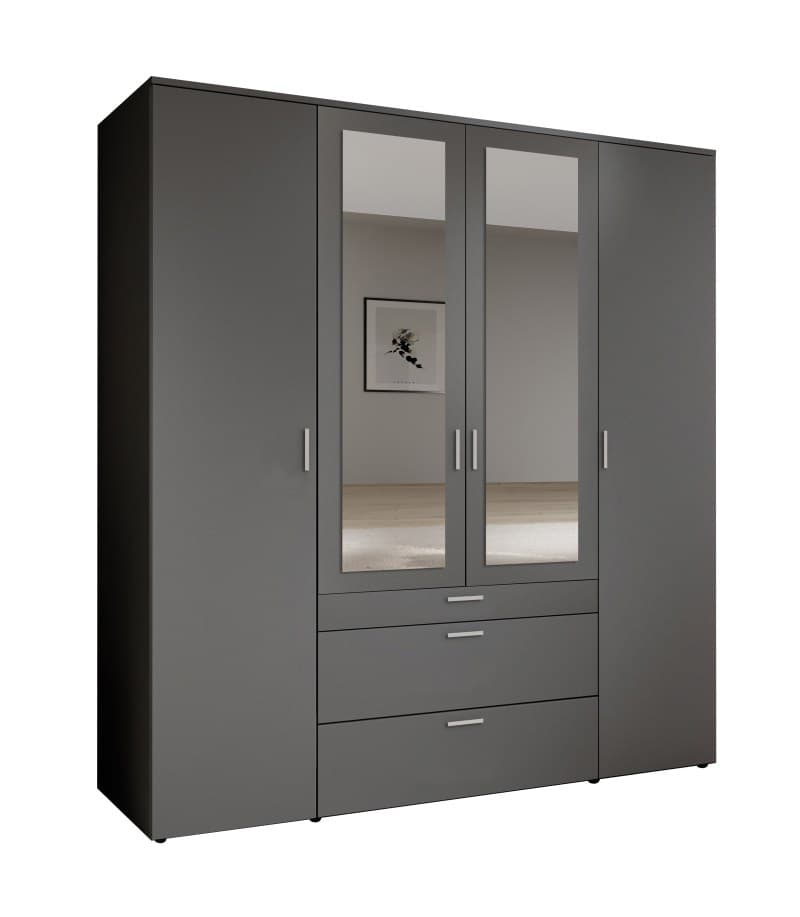 Drehtürenschrank- B ca. 180 cm, Graphit, Spiegel