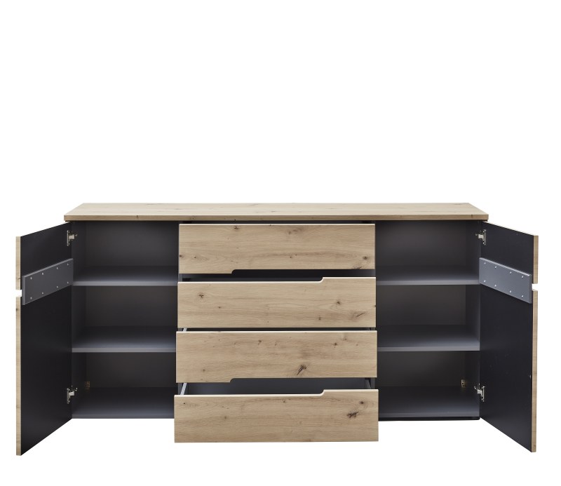 Sideboard - B ca. 165 cm, Artisan Eiche Nachbildung, Graphit