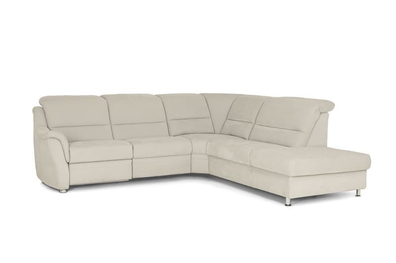 Ecksofa - 2,5-Sitzer mit Ecke rechts, Kopfteil verstellbar, Stoff, Silbergrau