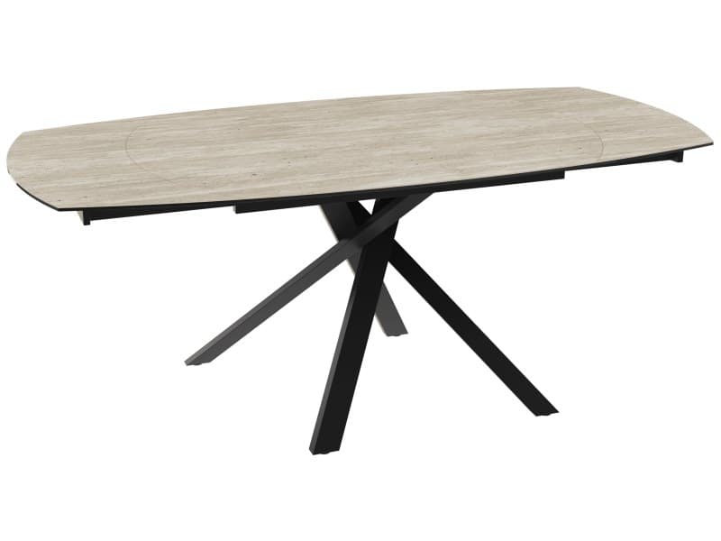 Esstisch - ausziehbar, LB ca. 130 (190)x100 cm, Keramik, Travertin