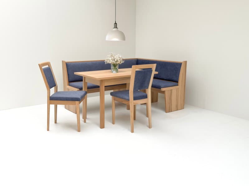 Eckbank - mit Truhe, BT  ca. 185 x 175 cm, Wildeiche furniert, Stoff grün