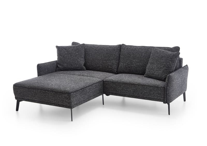Ecksofa - Longchair links mit 1-Sitzer, Stoff, Grau